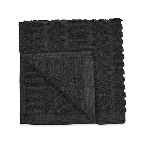 Amazon Basics 100% Cotton Kitchen Dish Cloths, 12 x 12-Inch, Absorbent Durable Ringspun Cloth - 8-Pack, Black Stripe