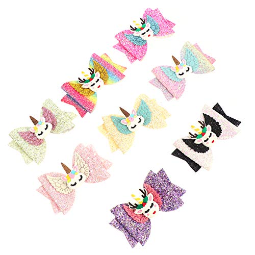 Minkissy Decorative Hair Clips 8Pcs Bow Hair Clips Christmas Reindeer Glitter Hairpins Sequins Barrettes Alligator Clips Girls Hair Accessories Girl Hair Clips