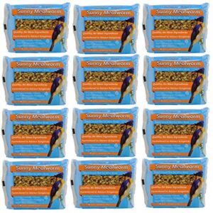 songbird treats seed bars | 12 pack of 7 oz bird seed cakes for wild birds (sunny mealworm)