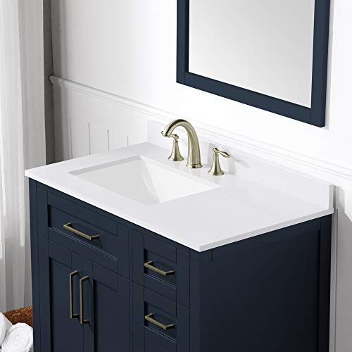 Ove Decors Tahoe 36 inch Bathroom Cabinet Bath Vanity | Contemporary Single Sink with Cultured Marble White Countertop | Fully Assembled | Backsplash Included, in Midnight Blue