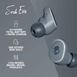 Skullcandy Sesh Evo In-Ear Wireless Earbuds, 24 Hr Battery, Microphone, Works with iPhone Android and Bluetooth Devices - Chill Grey