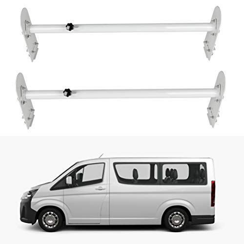 ECCPP Adjustable Van Ladder Rack Hightop 2 Bars Roof Rack fit for Chevy Express 2500 for GMC Savana with Rain Gutters Heavy-Duty Steel Pickup Truck Ladder Rack 700Lb Lumber Utility