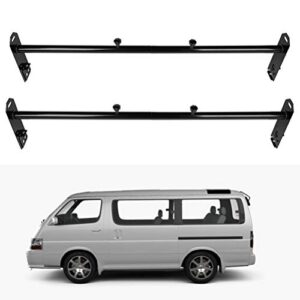 eccpp adjustable van ladder rack hightop 2 bars roof rack fit for chevy express 2500 for dodge for ford e-250/350 for gmc savana with rain gutters heavy-duty steel pickup truck ladder rack