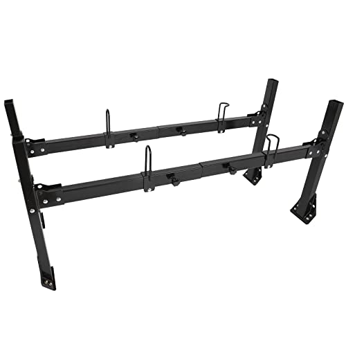 ECCPP Adjustable Van Ladder Rack Hightop 2 Bars Roof Rack fit for 96-18 for Chevy Express with Rain Gutters Heavy-Duty Steel Pickup Truck Ladder Rack 700Lb Universal Lumber Utility