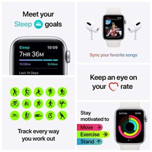 Apple Watch SE (GPS, 40mm) - Silver Aluminum Case with White Sport Band (Renewed)