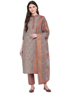 indian cotton tunic tops kurti set for women with palazzo 694 (grey&brown, 38)