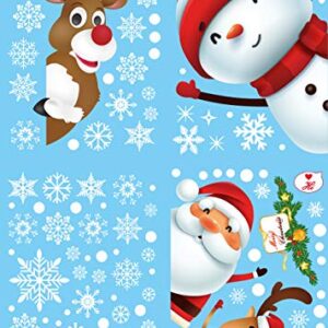 130PCS Christmas Window Clings Stickers,Christmas Decorations,Santa Claus, a Lovely Deer, Snowman, Small Gifts, Christmas Windows Decals can Remove The Sticker, Used for Christmas Decoration