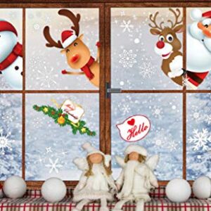 130PCS Christmas Window Clings Stickers,Christmas Decorations,Santa Claus, a Lovely Deer, Snowman, Small Gifts, Christmas Windows Decals can Remove The Sticker, Used for Christmas Decoration