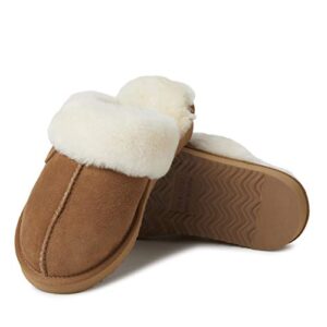 EZ Feet Women's Shearling Scuffs Fluffy Breathable Slip-On Slippers Size 6 Chestnut