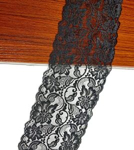 6" black lace tulle fabric ribbon | stretchy material | perfect for diy decoration and craft