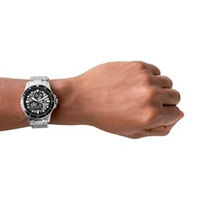 Fossil Men's FB-01 Automatic Stainless Steel Three-Hand Watch, Color: Silver/Black (Model: ME3190)