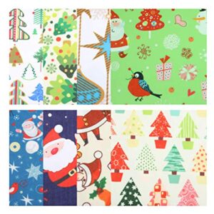 MILISTEN 8 Pieces Christmas Non-Woven Fabric Bundles Sewing Squares Bundle Multi-Color Fabric Patchwork Christmas Tree Fat Quarters Precut Santa Claus Fabric Scraps for Christmas DIY Quilting