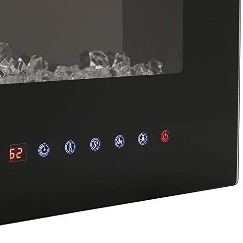 Sunnydaze Modern Flame 36-Inch Indoor Electric Fireplace - Wall-Mounted/Recessed Installation - 9 Flame Colors - Black