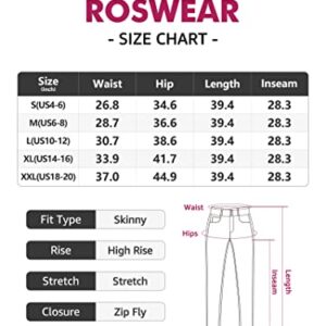 roswear Womens High Waisted Stretch Skinny Jeans White Medium