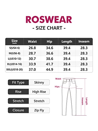 roswear Womens High Waisted Stretch Skinny Jeans White Medium