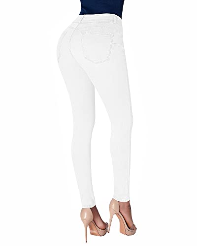 roswear Womens High Waisted Stretch Skinny Jeans White Medium