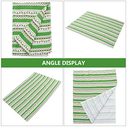 Christmas Cotton Fabric Green Elk Linen Cloth Quilting Patchwork Bundles Fat Quarters Precut Sewing Scrap for Xmas DIY Stocking Wreath Doll Dress Bag Apron Craft