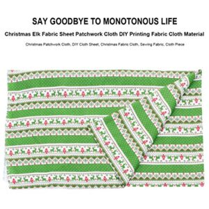 Christmas Cotton Fabric Green Elk Linen Cloth Quilting Patchwork Bundles Fat Quarters Precut Sewing Scrap for Xmas DIY Stocking Wreath Doll Dress Bag Apron Craft