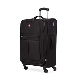 swissgear 4010 softside luggage with spinner wheels, black, checked-medium 23-inch