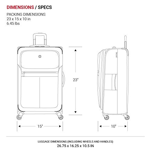 SwissGear 4010 Softside Luggage with Spinner Wheels, Black, Checked-Medium 23-Inch