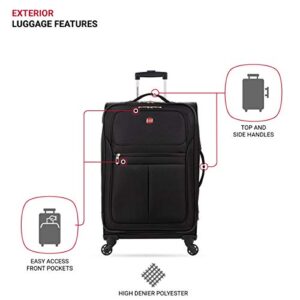 SwissGear 4010 Softside Luggage with Spinner Wheels, Black, Checked-Medium 23-Inch