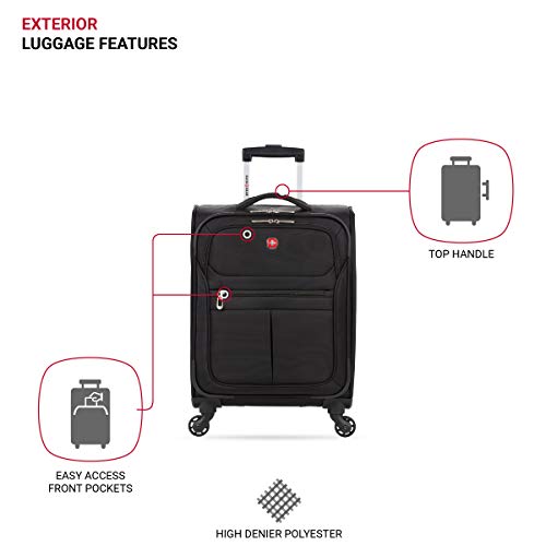 SwissGear 4010 Softside Luggage with Spinner Wheels, Black, Carry-On 18-Inch