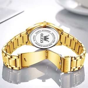 Watch for Men OLEVS Gold Watches for Men Waterproof Stainless Steel 14K Gold Watch with Day and Date Casual Luxury Dress Men's Wrist Watches Quartz Mens Watches Clearance Watch Men Gift,reloj para hombre