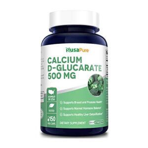 calcium d-glucarate 500 mg 150 veggie caps, vegan, non-gmo & gluten-free