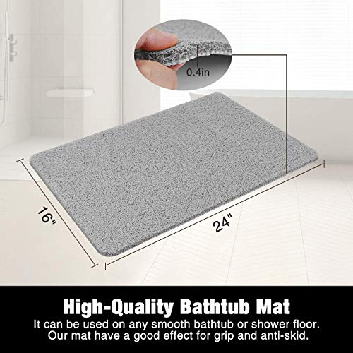 MAPLEZ Non-Slip Bath Mat for Tub Shower Mat Bathtub Mat for Wet Areas Quick Drying 24"x16", Grey