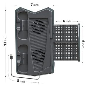 Skywin PS5 Stand - Compatible Playstation 5 Console Cooling Stand, PS5 Controller Charger, and 14 Disc Game Rack - Keep All Your Playstation 5 Accessories Organized in One Place