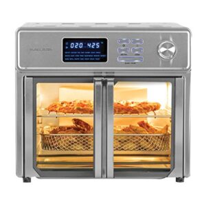 Kalorik 26 QT Digital Maxx Air Fryer Oven with 7 Accessories, Roaster, Broiler, Rotisserie, Dehydrator, Oven, Toaster, Pizza Oven and Slow Cooker. Includes Cookbook. Sears up to 500⁰F. Extra Large Capacity, All in One Appliance. Stainless Steel. AFO 47269