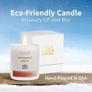 Soy Wax Candle Peppermint Cream 10 oz in Big Glass Jar and Giftable Box - Clean Burn up to 80 Hours - Great Gift for Holidays, for Christmas, Gift for Women, for Home Decoration, for Men