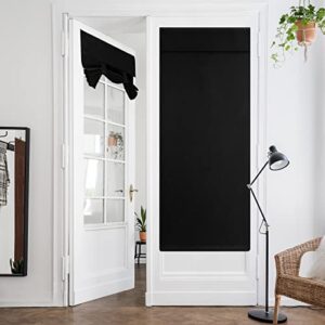 homeideas black french door curtains privacy blackout door curtains, 26 x 68 inch room darkening curtains for glass door, thermal insulated tie up shades window curtains for bedroom, 1 panel