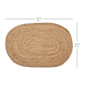 VHC Brands Oval Jute Fiber Welcome Mat, Non Slip Area Rug, Natural, 20x30