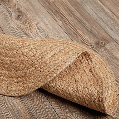 VHC Brands Oval Jute Fiber Welcome Mat, Non Slip Area Rug, Natural, 20x30