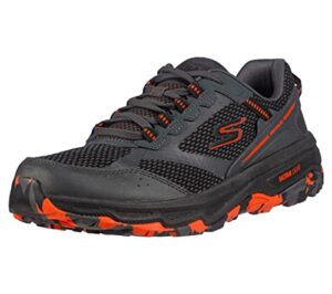 skechers men's gorun altitude-trail running walking hiking shoe with air cooled foam sneaker, charcoal/orange/black, 13