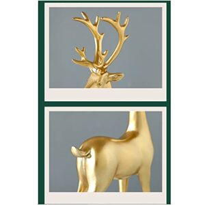 FANTESTICRYAN Small Reindeer Sculpture Resin Christmas Reindeer Elk 2pcs Christmas Home Decor Statues for Living Room, Bedroom, Office Desktop, Cabinets (Golden Small)