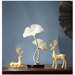 FANTESTICRYAN Small Reindeer Sculpture Resin Christmas Reindeer Elk 2pcs Christmas Home Decor Statues for Living Room, Bedroom, Office Desktop, Cabinets (Golden Small)