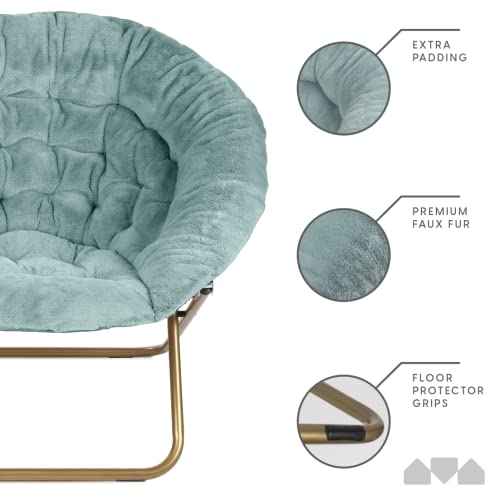 Milliard Cozy Chair/Faux Fur Saucer Chair for Bedroom/X-Large (Blue)