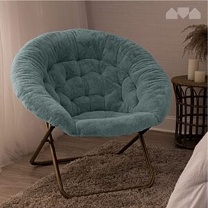 Milliard Cozy Chair/Faux Fur Saucer Chair for Bedroom/X-Large (Blue)