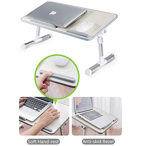 TIESAN Adjustable Laptop Table Laptop Bed Tray Table Portable Standing Bed Desk with Foldable Leg Notebook Standing Breakfast Reading Desk for Sofa Couch Floor (Medium-20.47'' x 11.8'')