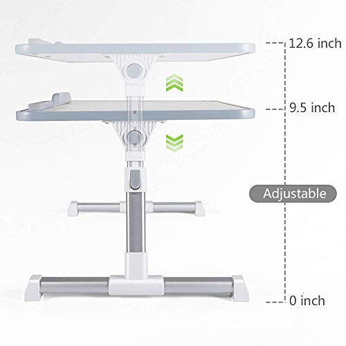 TIESAN Adjustable Laptop Table Laptop Bed Tray Table Portable Standing Bed Desk with Foldable Leg Notebook Standing Breakfast Reading Desk for Sofa Couch Floor (Medium-20.47'' x 11.8'')