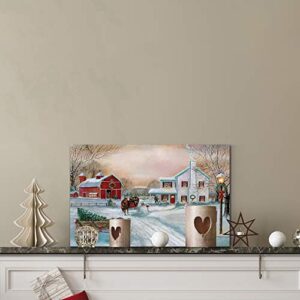 Renditions Gallery Christmas Tree Farm Wall Art, Country Winter Scene with Red Barn, Charming Decorations, Premium Gallery Wrapped Canvas Decor, Ready to Hang, 8 in H x 12 in W, Made in America (WC26-IHNH066-812)