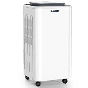 luko 2000 sq. ft dehumidifiers for large room and basements, 30 pints dehumidifier with drain hose, auto or manual drainage, 0.528 gallon water tank, auto defrost, dry clothes function, 24h timer (white)