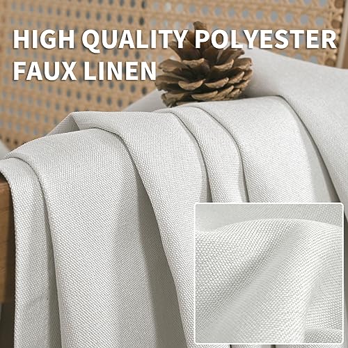 BGment Linen Textured 100% Blackout Curtains for Bedroom, Rod Pocket Double Layers Thermal Insulation Room Darkening Curtains with Liner for Living Room, 2 Panels, 52 x 63 Inches, Off White
