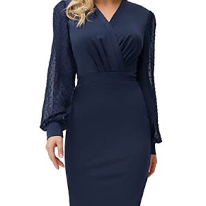 GRACE KARIN Womens Cocktail Dress Sexy Deep V Pluange Clubwear Wedding Guest Dress M Navy Blue