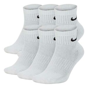 nike everyday cushioned ankle training socks (6 pair) (white, large)