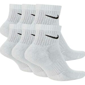 Nike Everyday Cushioned Ankle Training Socks (6 Pair) (White, Large)