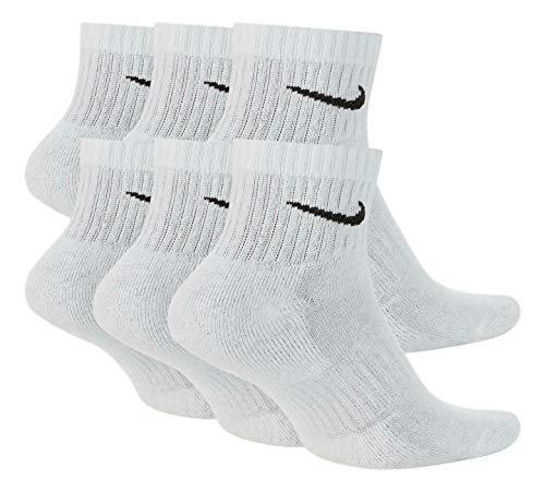 Nike Everyday Cushioned Ankle Training Socks (6 Pair) (White, Large)