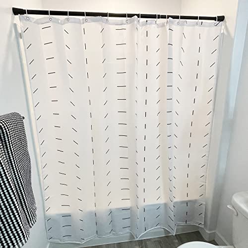 boho farmhouse shower curtain set for bathroom, hooks included, black and white, size 72x72